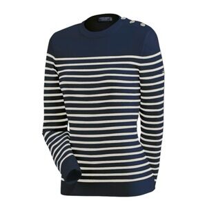 NWOT Saint James Marée II Striped Wool Sweater in Navy / Ivory